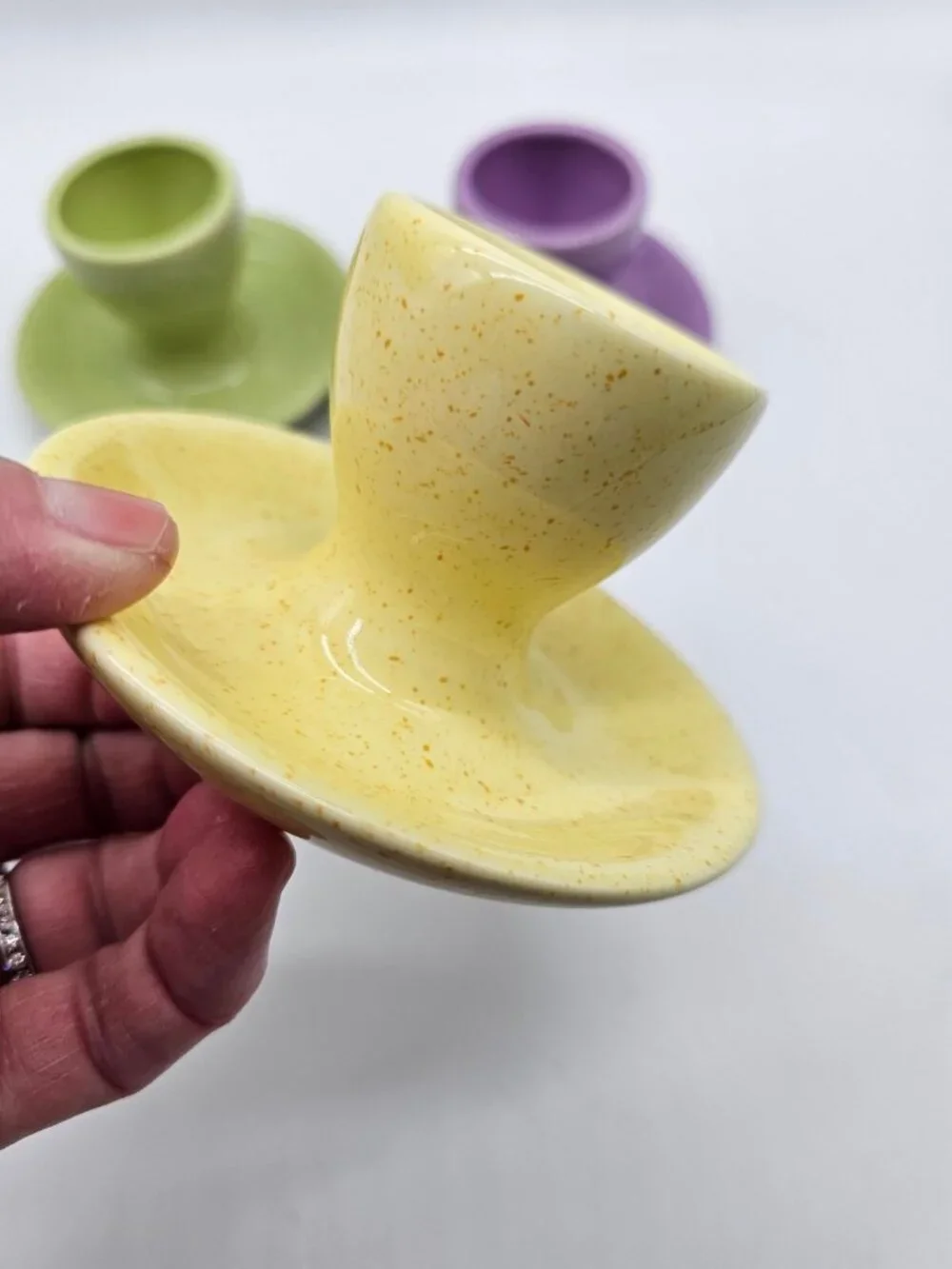 Williams Sonoma Pastel Color Egg Cups Set Of 3 Dishwasher Safe Easter Spring